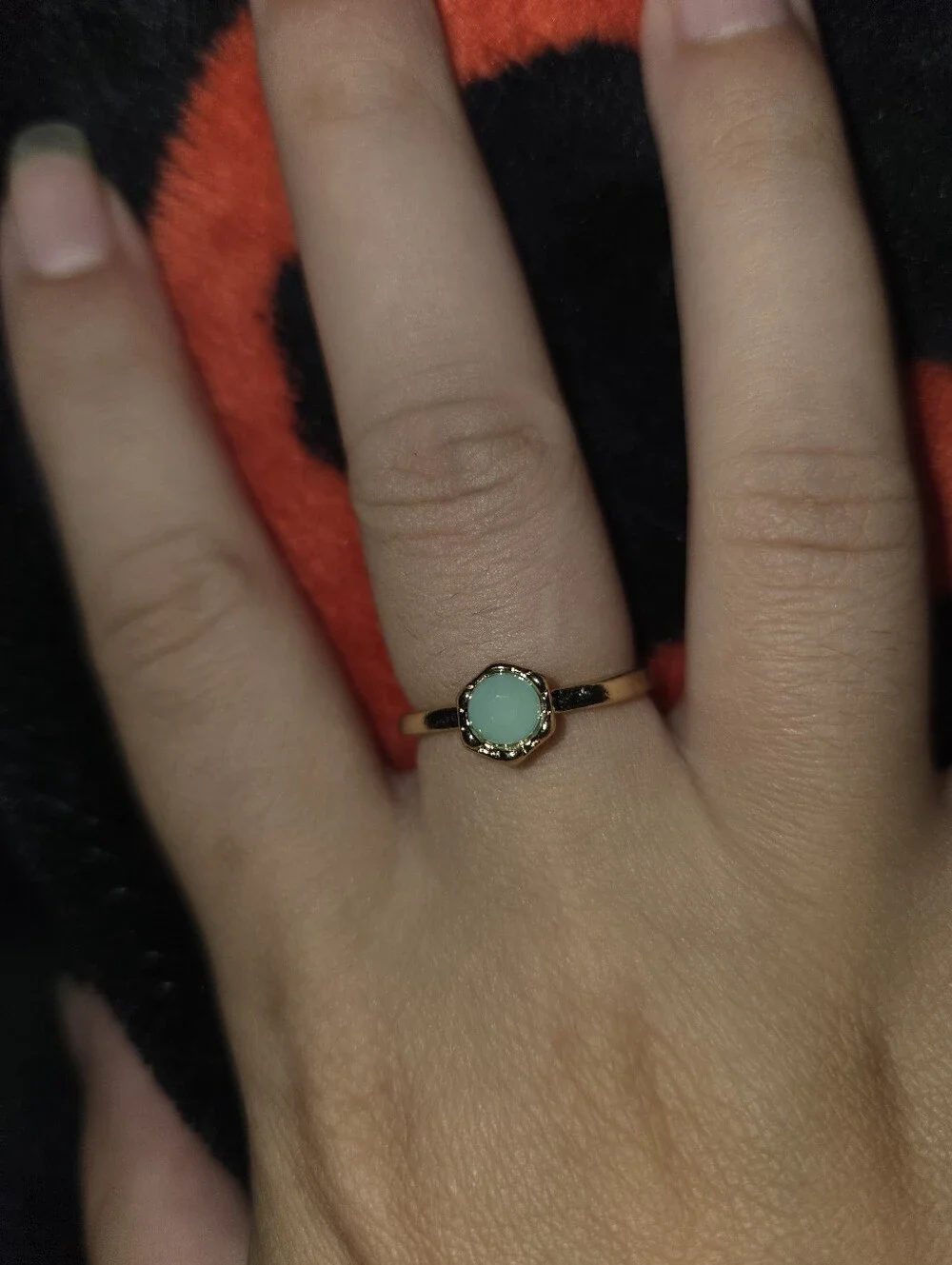 Gold Tone Aqua Blue Stone Ring Size 7 Zinc Alloy